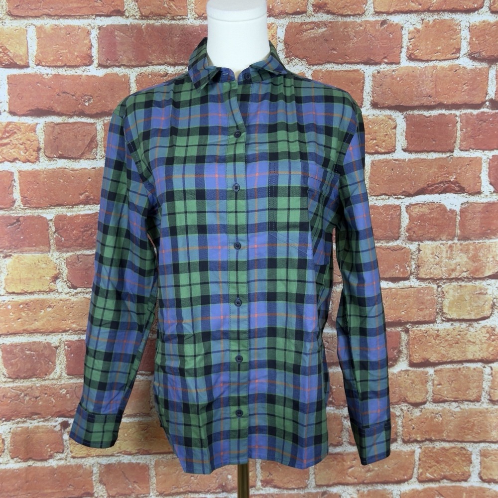 Pendleton Women's Button‎ Up Plaid Long Sleeve Shirt 100% Cotton Size XS Green